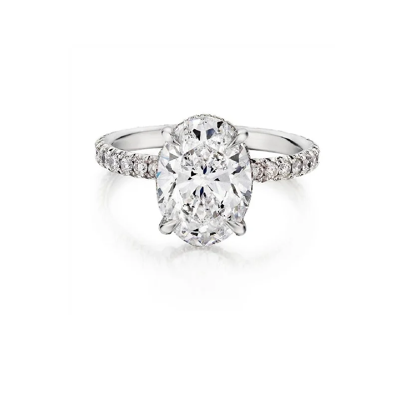 platinum diamond engagement rings-Oval Cut Diamond Ring