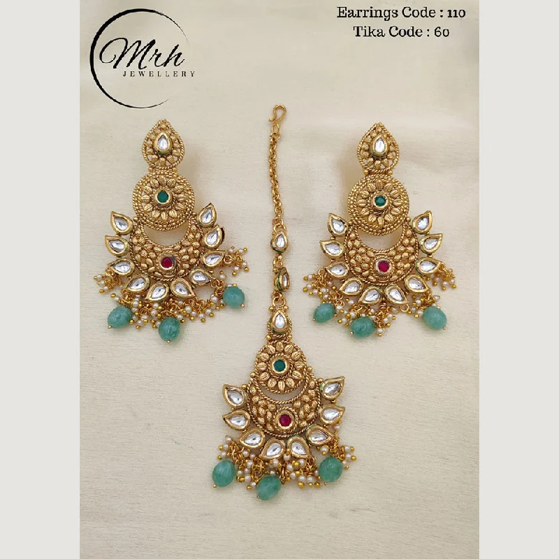 women’s clip-on hoop earrings-Jewel Addiction Copper Gold Plated Earrings With Mangtikka