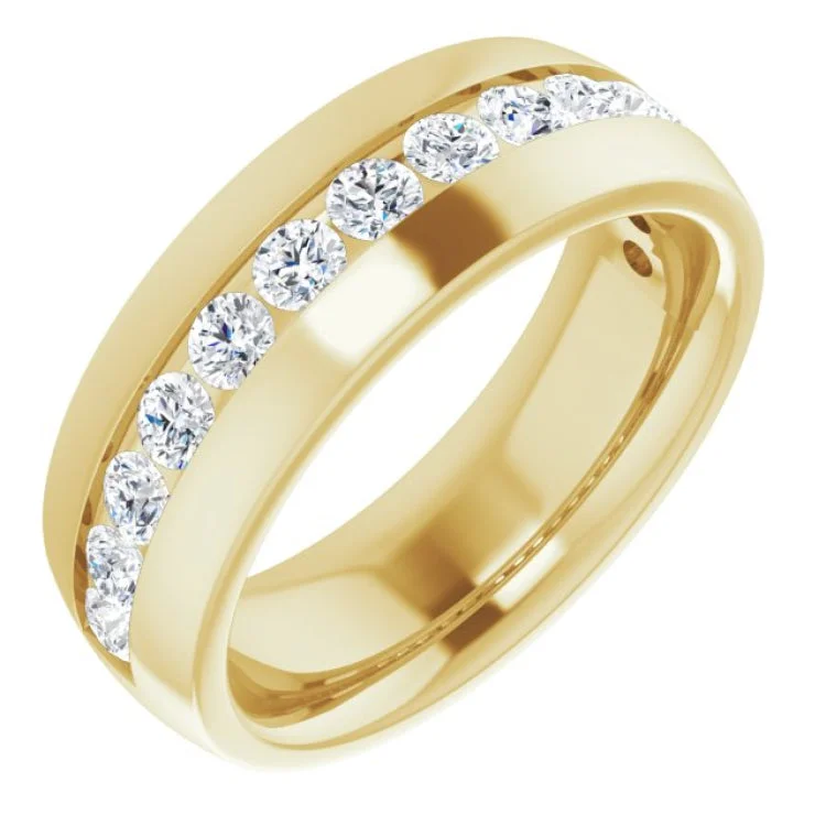 custom name rings for women-10K Yellow 1 3/8 CTW Natural Diamond Band