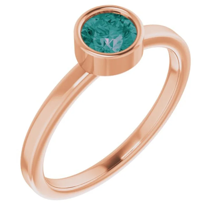 women’s engagement rings-14K Rose 5 mm Lab-Grown Alexandrite Ring