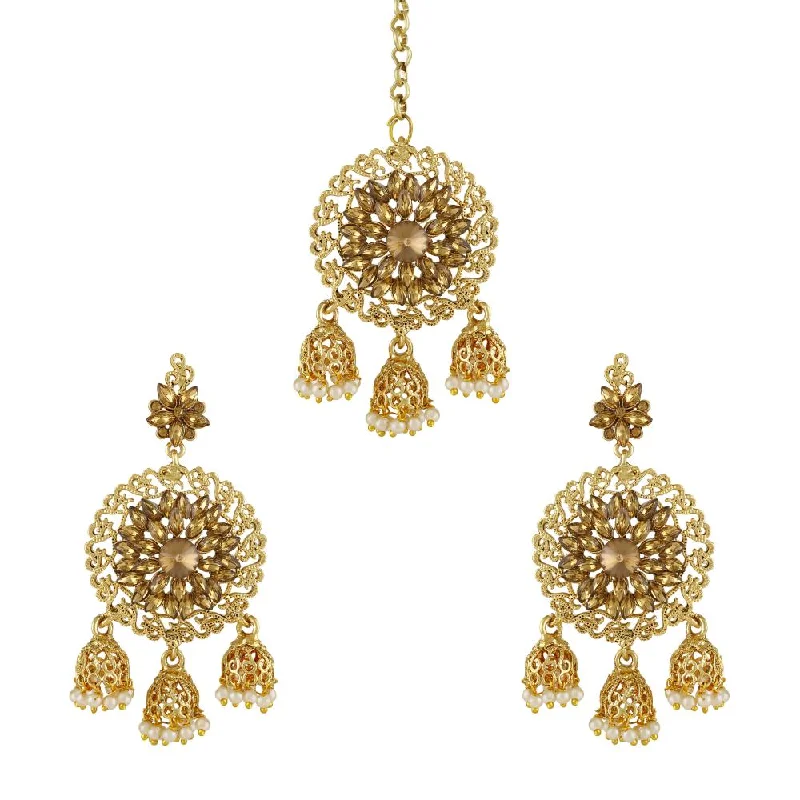 women’s diamond-shaped earrings-Asmitta Gold Plated Earrings With Mangtikka