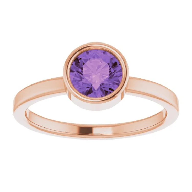 women’s promise rings-14K Rose 6 mm Natural Amethyst Ring