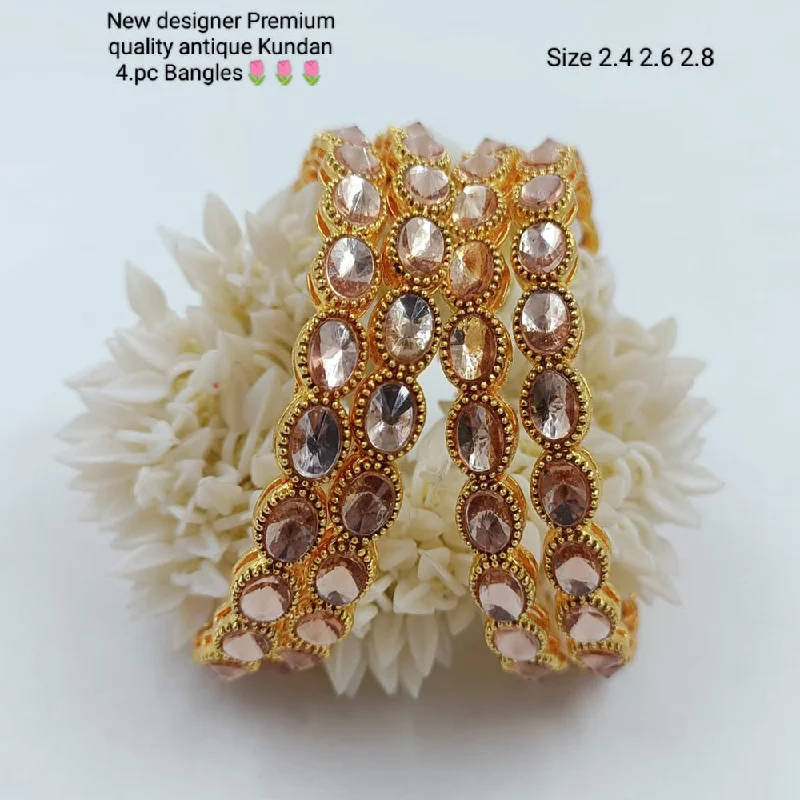 women’s cuff bracelets with stones-Manisha Jewellery Gold Plated Bangles Set