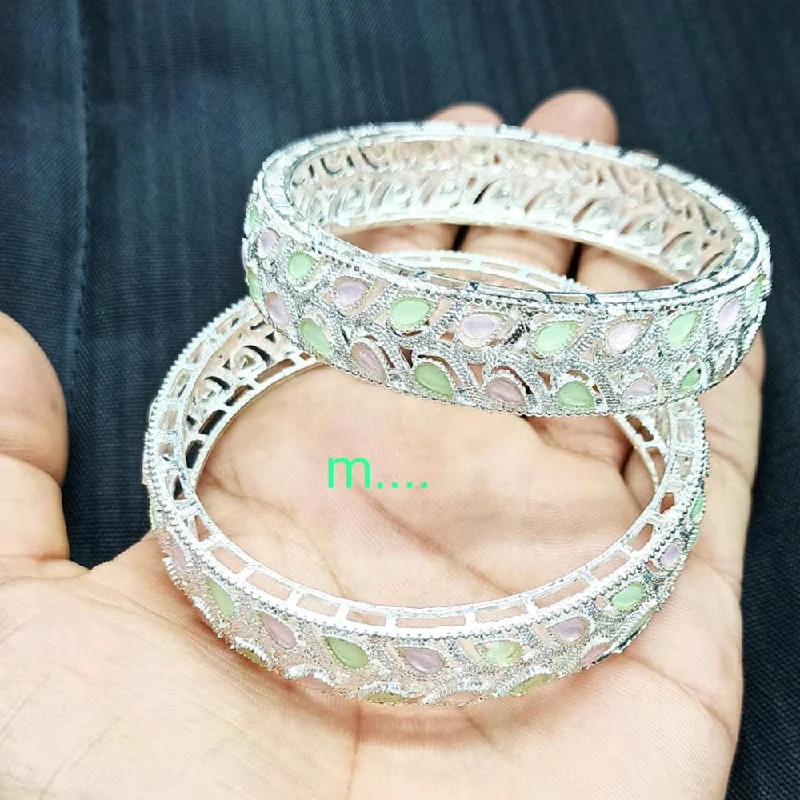 women’s leather bracelets-Manisha Jewellery Silver Plated Bangles Set