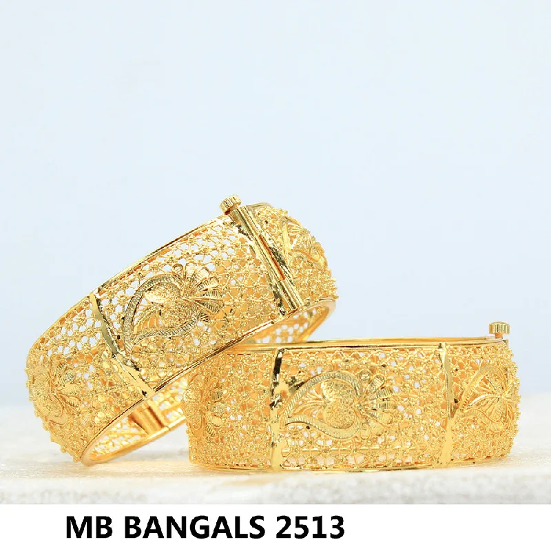 women’s slim bracelets-Mahavir Forming Gold Plated Bangle Set - MB BANGALS 2513