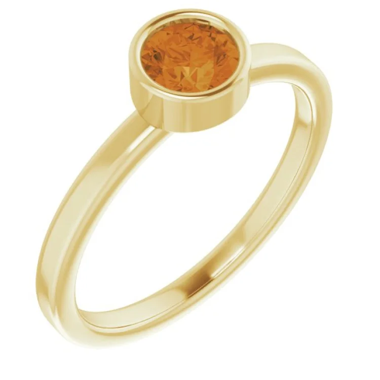 elegant solitaire rings-14K Yellow 5 mm Natural Citrine Ring