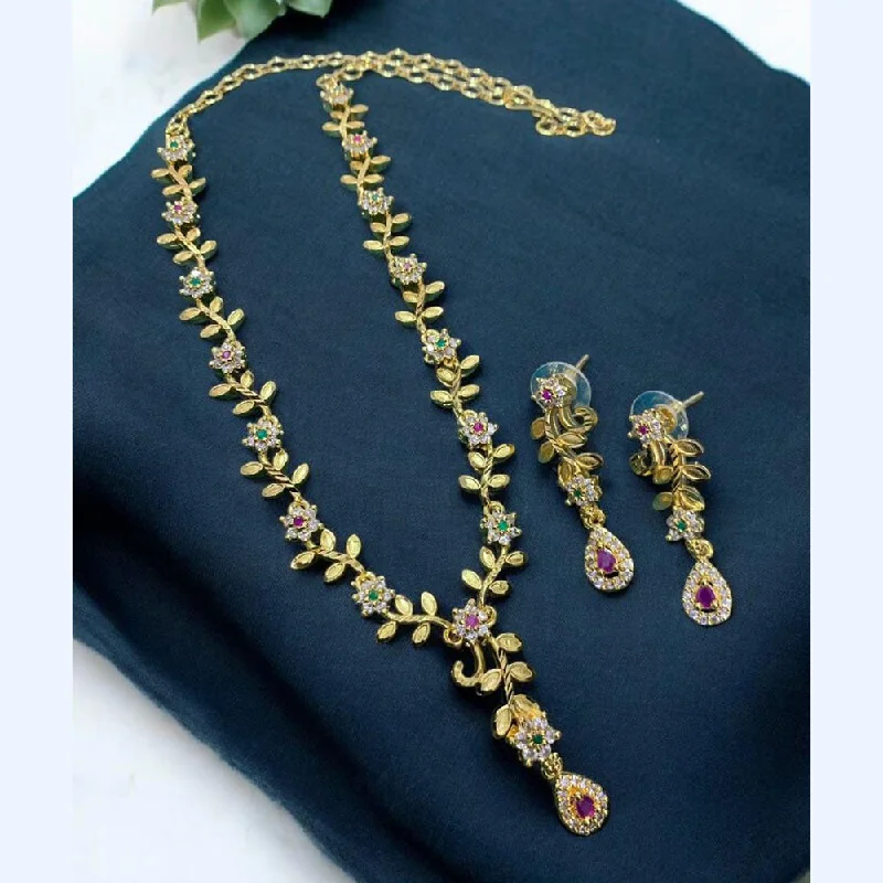 women’s statement pendant necklaces-Sona Creation Gold Plated Austrian Stone Necklace Set