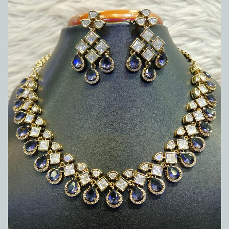 multi-layered necklaces for women-Jain Jewellers Gold Plated Polki Kundan Stone Necklace Set