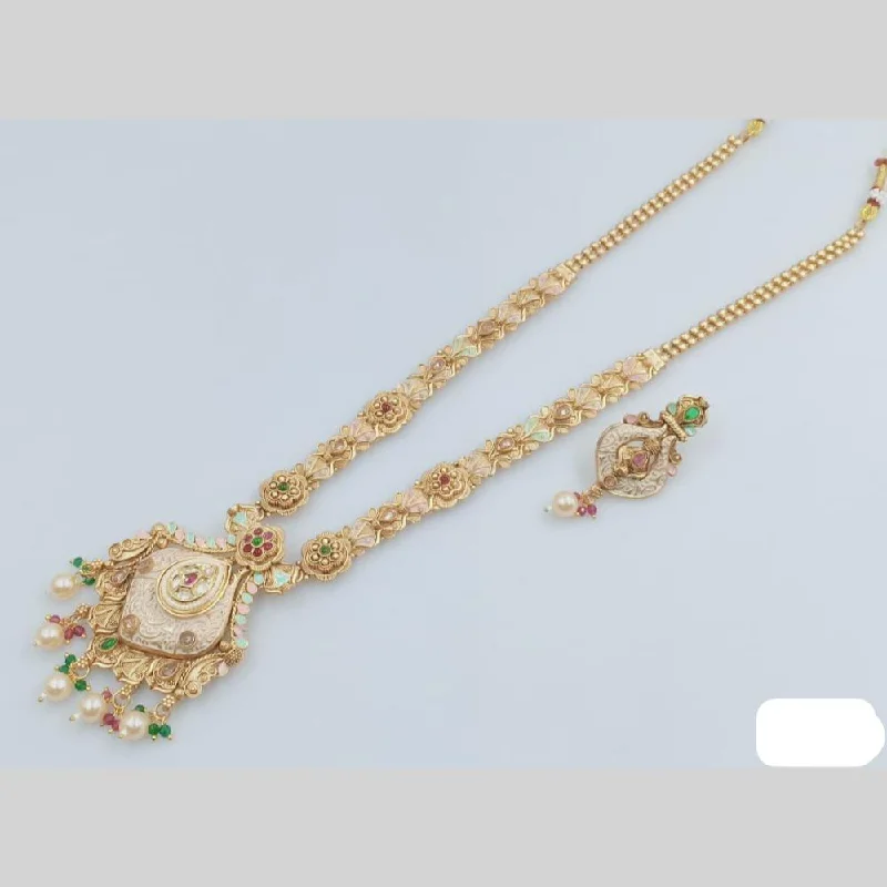 timeless diamond necklaces for women-Rani Sati Jewels Gold Plated Kundan Stone And Meenakari Long Necklace Set