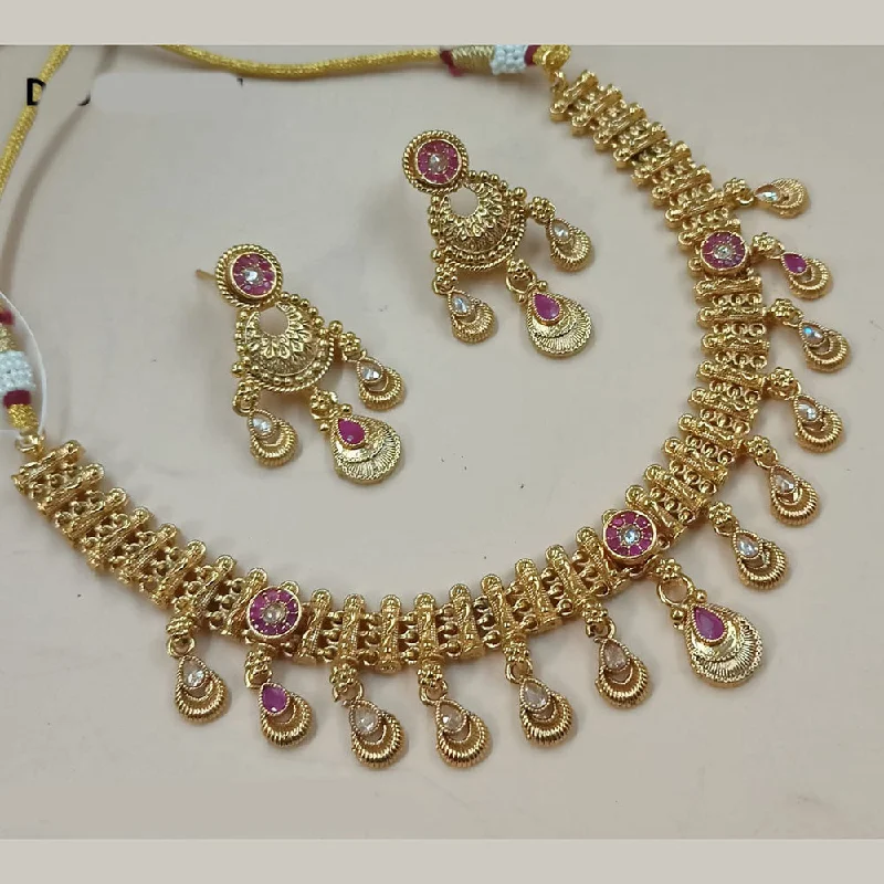 bridal necklaces for women-Padmawati Bangles Gold Plated Crystal Stone Necklace Set