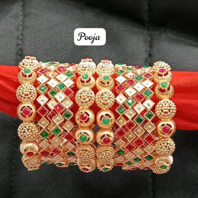 women’s cuff bangles-Pooja Bangles Rose Gold Plated Bangle Set