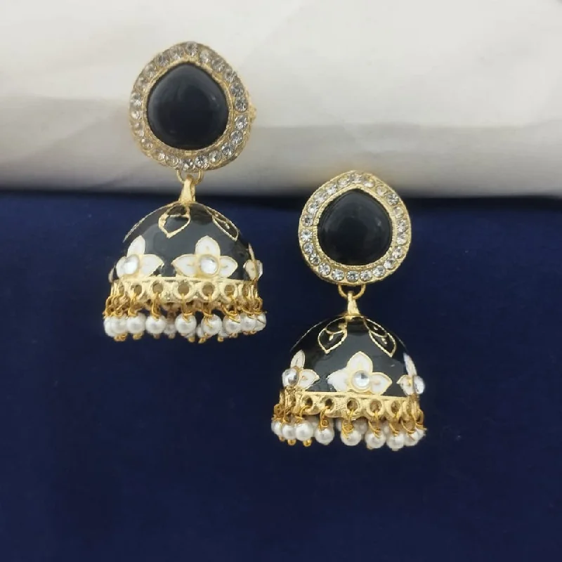 women’s ear climbers-Marudhar Creations Kundan And Meenakari Jhumki Earrings