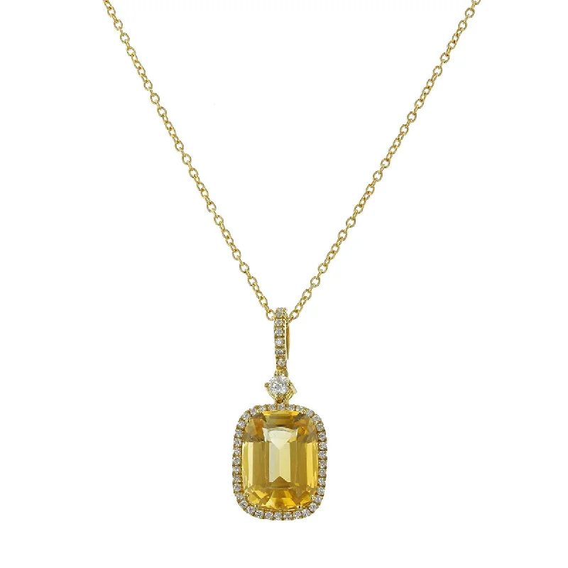 women’s elegant chain link necklaces-Necklace with Citrine and Diamonds