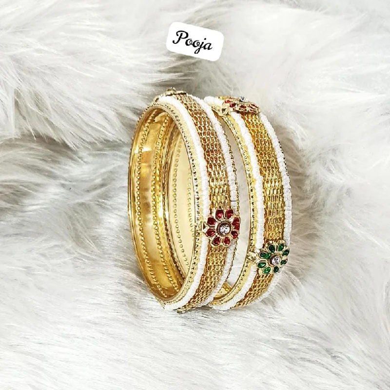 luxury bracelets for women-Pooja Bangles Gold Plated  Bangle Set