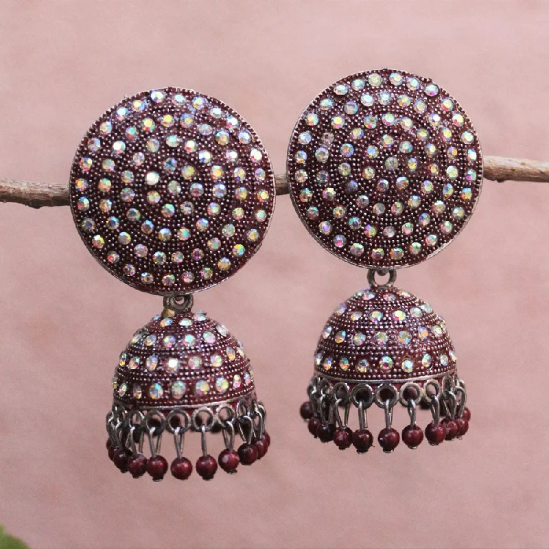 women’s ear climbers-H K Fashion Oxidised Plated Austrian Stone Jhumki Earrings