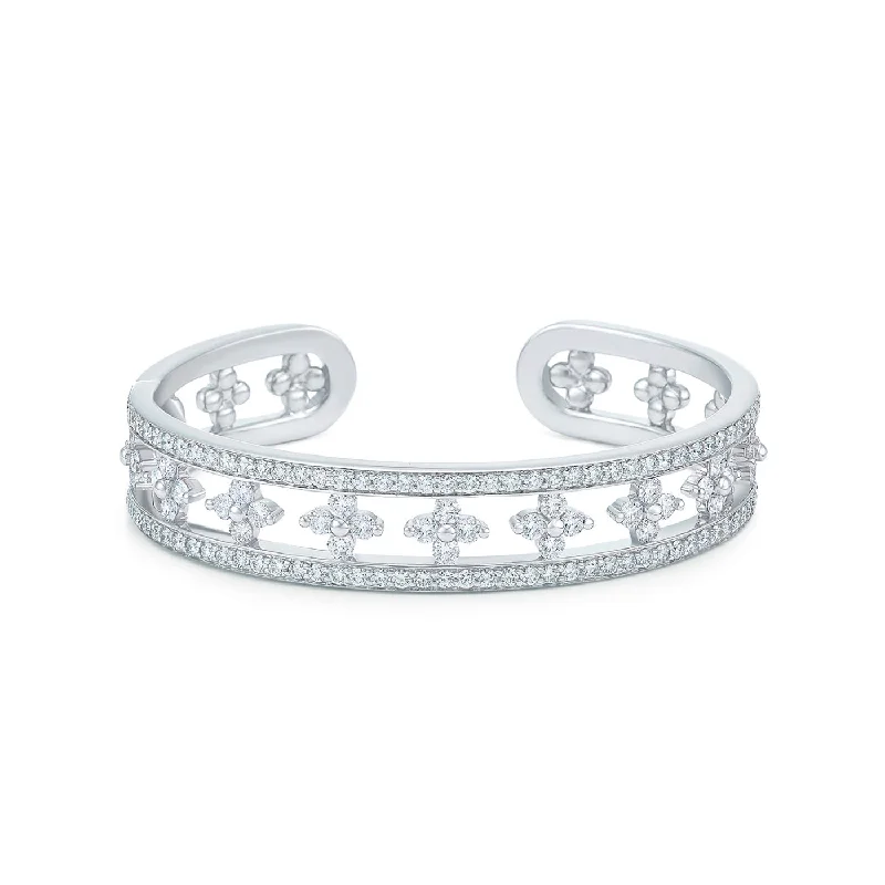 women’s golden tennis bracelets-KWIAT Jasmine Collection Cuff with Diamonds B-15681-0-DIA-18KW