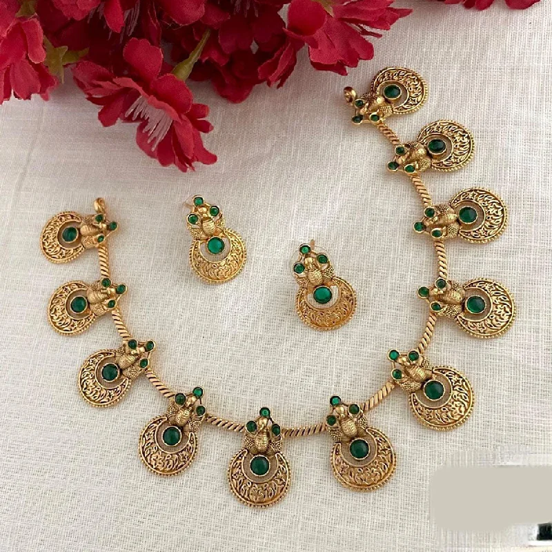 adjustable charm necklaces for women-JCM Jewellery Gold Plated Kundan Stone Necklace Set