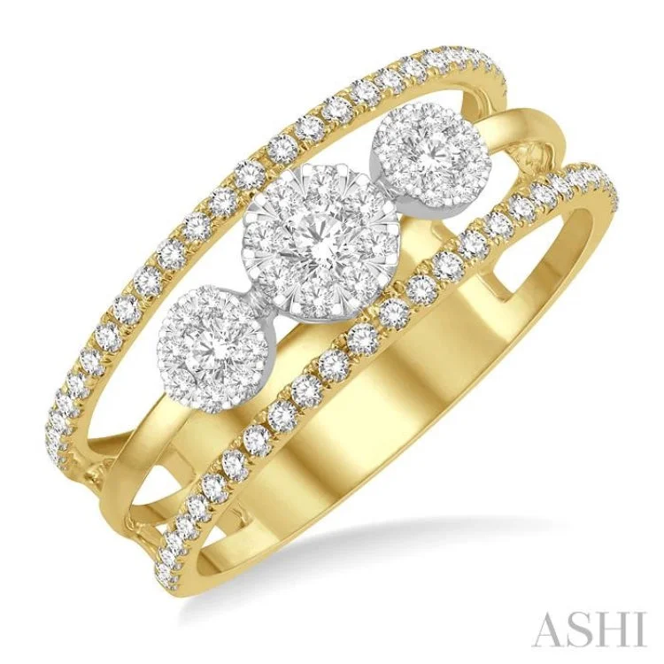 women’s eternity band rings-1/2 Ctw Lovebright Round Cut Diamond Ladies Ring in 14K Yellow and White Gold