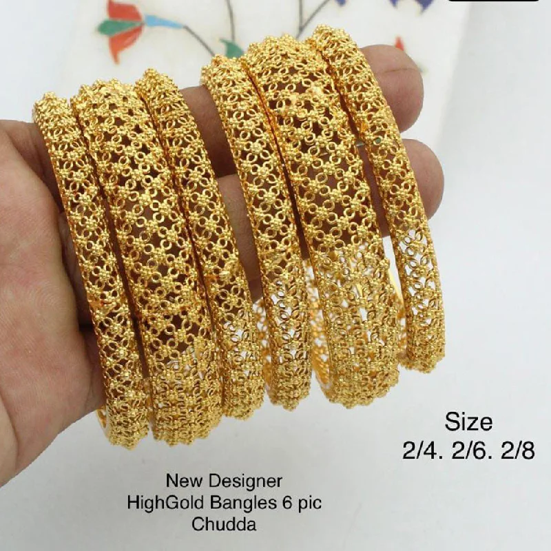 women’s gold bracelets-Pooja Bangles Gold Plated Bangles Set