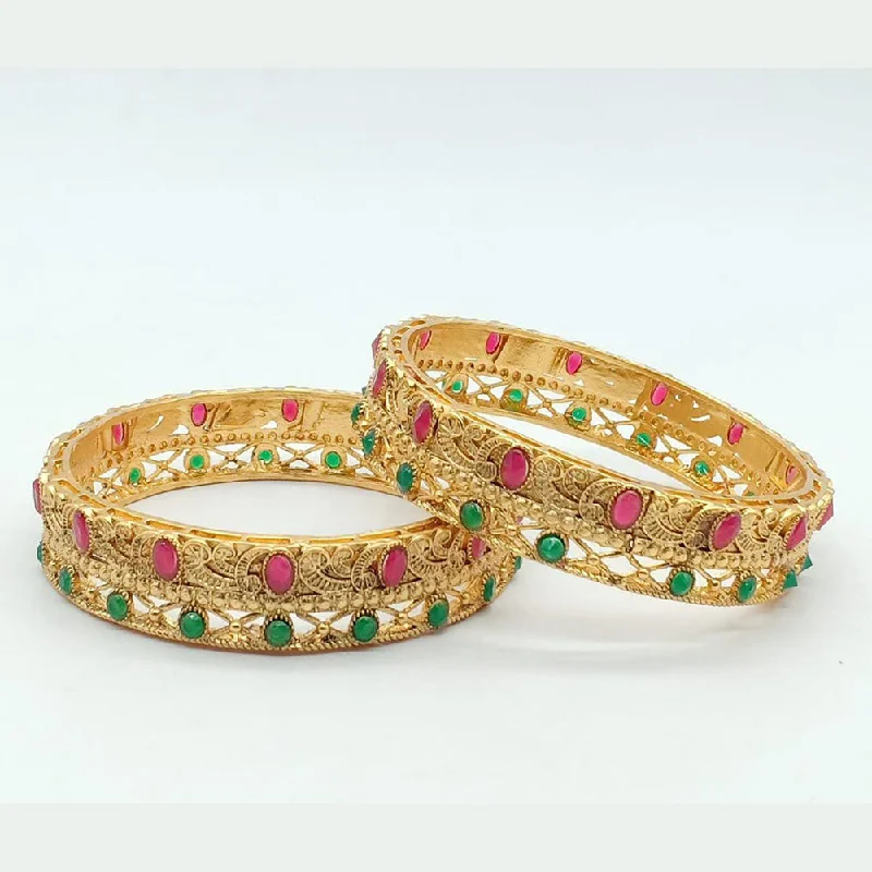 gold charm bracelets for women-Manisha Jewellery Gold Plated Bangles Set