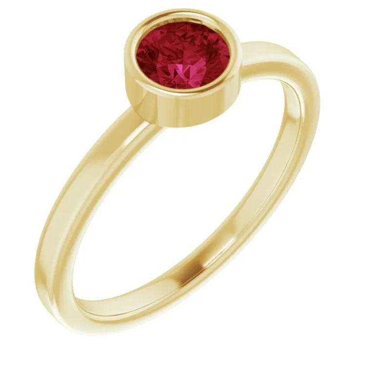 women’s signet rings-14K Yellow 5 mm Natural Ruby Ring