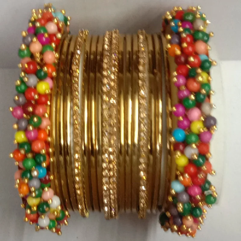 women’s cuff bracelets-Shree Asha Bangles Gold Plated Austrian Stone Bangles Set - D no. 1894