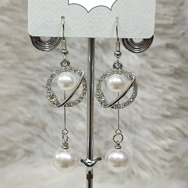 simple stud earrings for women-Diyu Dhyu Silver Plated Austrian Stone Dangler Earrings