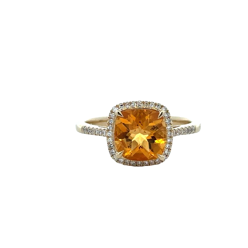 women’s vintage-inspired wedding rings-Citrine and Diamond Ring in Yellow Gold