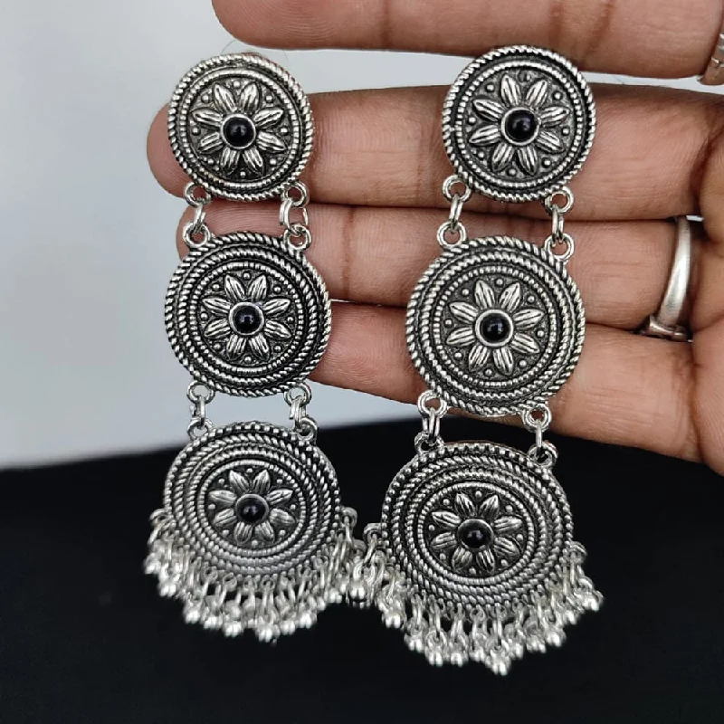 diamond earrings for women-Lucentarts Jewellery Oxidised Plated Dangler Earrings