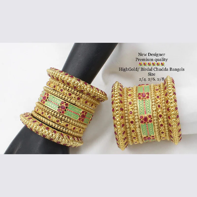 unique gold bracelets for women-Manisha Jewellery Pota Stone Gold Plated Bangles Set