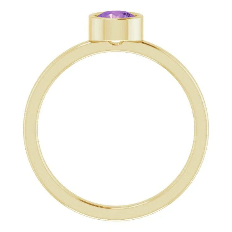 delicate rings for women-14K Yellow 5 mm Natural Amethyst Ring