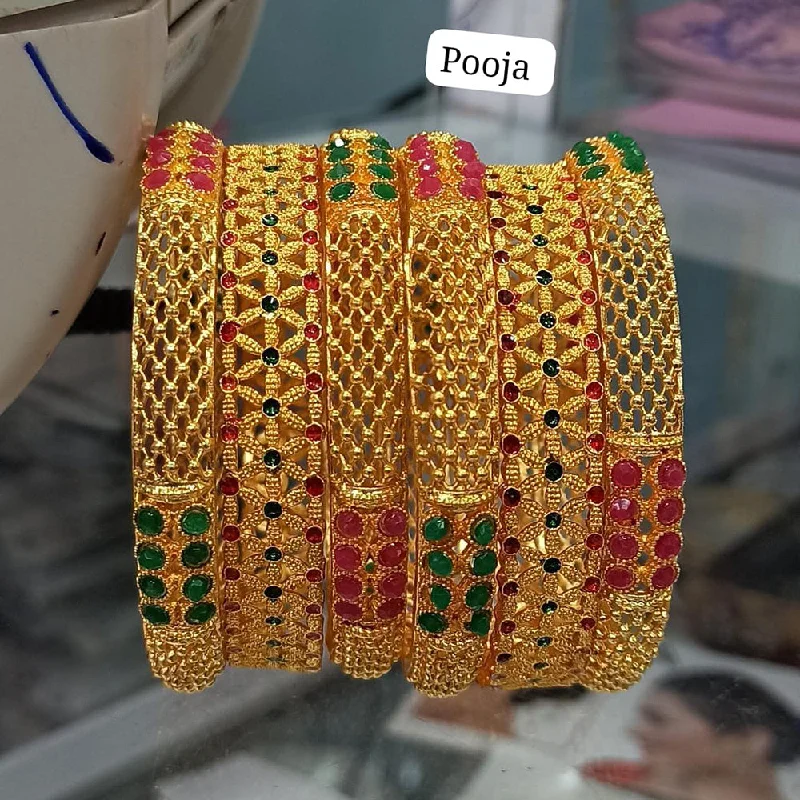 gemstone bracelets for women-Pooja Bangles Gold Plated Bangles Set