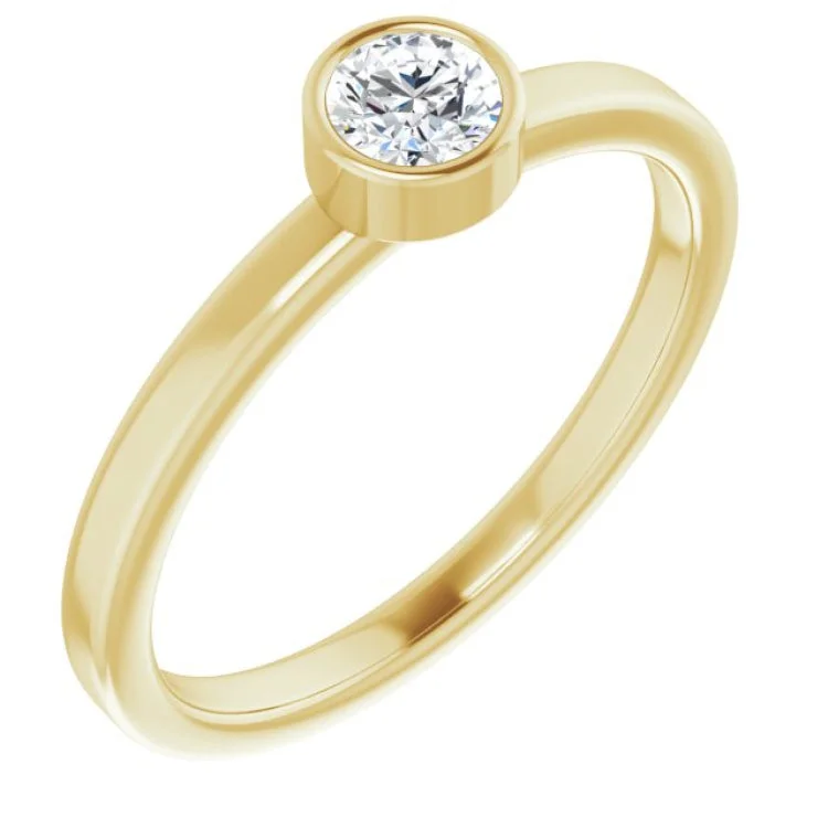 minimalist engagement rings for women-14K Yellow 4 mm Natural White Sapphire Ring