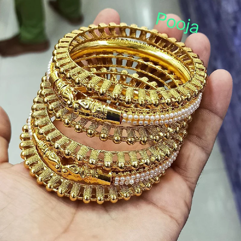 women’s stainless steel bangles-Pooja Bangles Gold Plated Bangles set