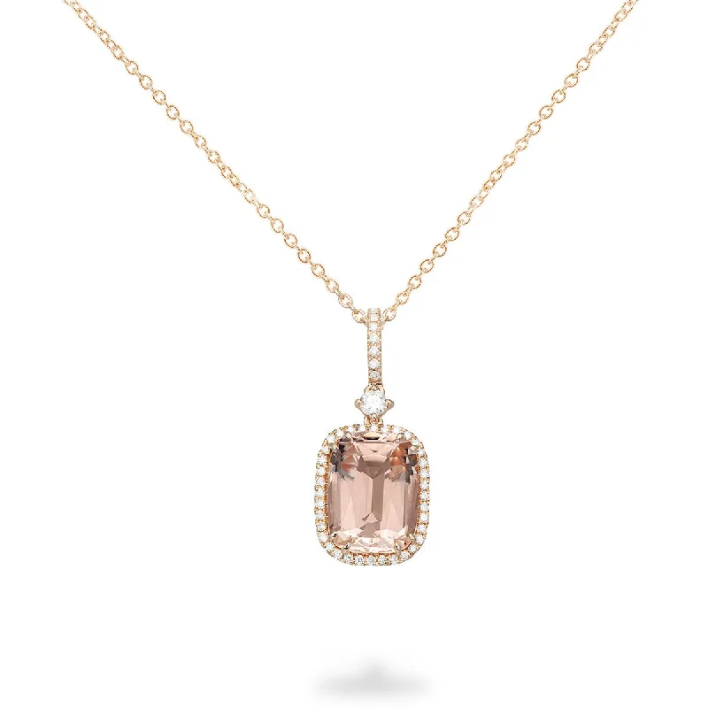 boho chic necklaces for women-Necklace with Morganite and Diamonds