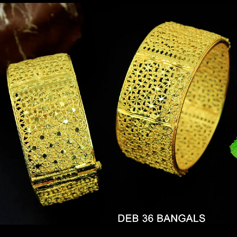 women’s stainless steel bangles-Mahavir Forming Gold Plated Bangle Set - DEB 36 BANGALS