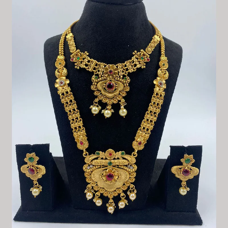 stylish choker necklaces for women-The Fashion Jewels Gold Plated Pota Stone And Beads Necklace Combo