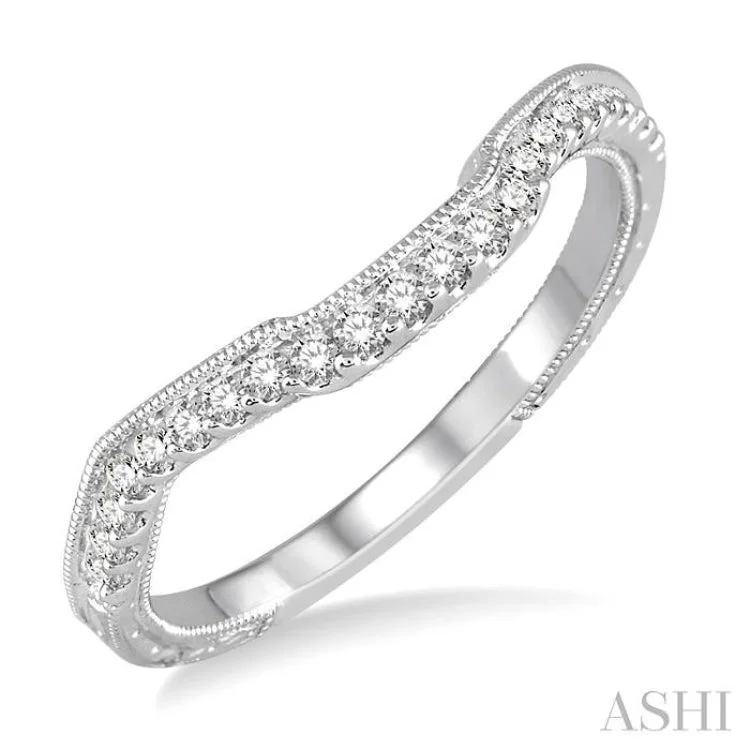 gemstone rings for women-1/5 Ctw Round Diamond Wedding Band in 14K White Gold