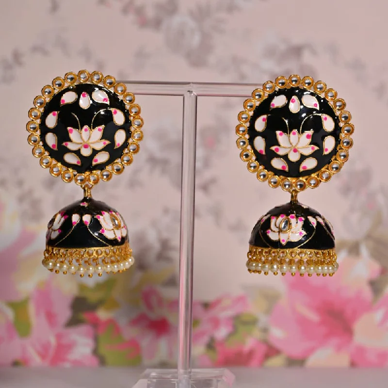 women’s ear climbers-Shagna Gold Plated Meenakari Jhumki Earrings