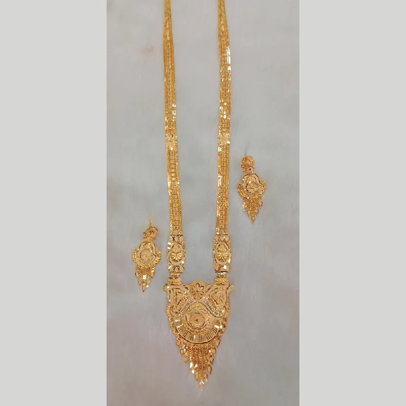 elegant necklaces for women-Sunrise Gold  Forming  Long Necklace Set