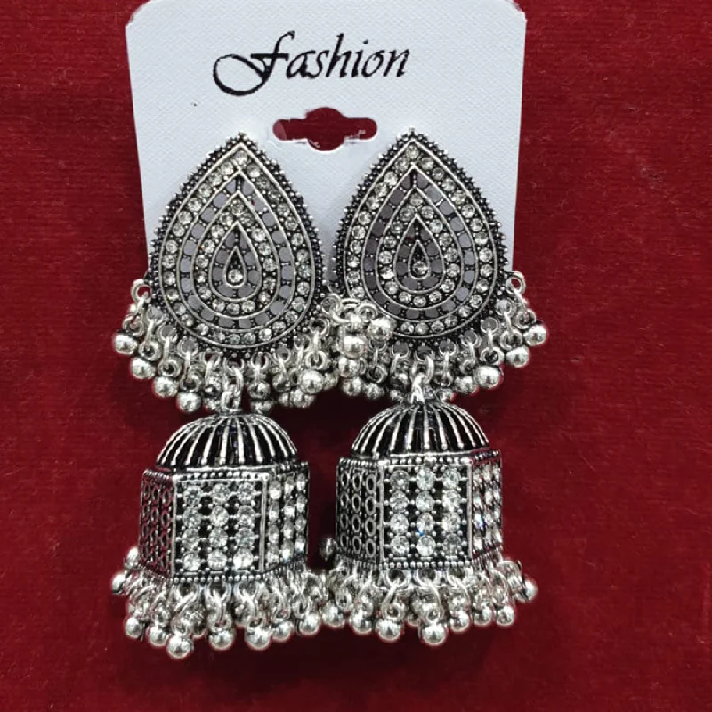 multi-colored earrings for women-Sofine Oxidised Plated Jhumki Earrings