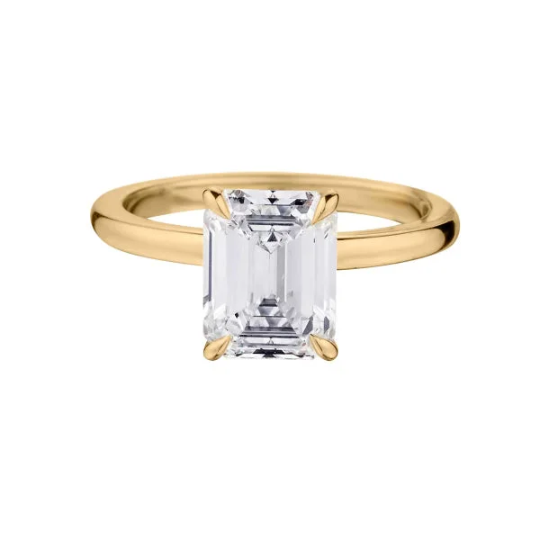 women’s engagement rings with halos-EMERALD CUT DIAMOND RING