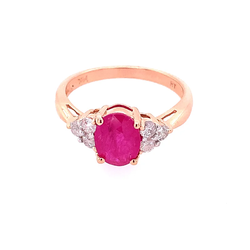 platinum engagement rings for women-Ruby and Diamond Ring in Rose Gold