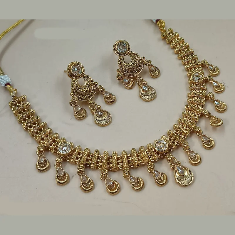 modern silver necklaces for women-Padmawati Bangles Gold Plated Crystal Stone Necklace Set