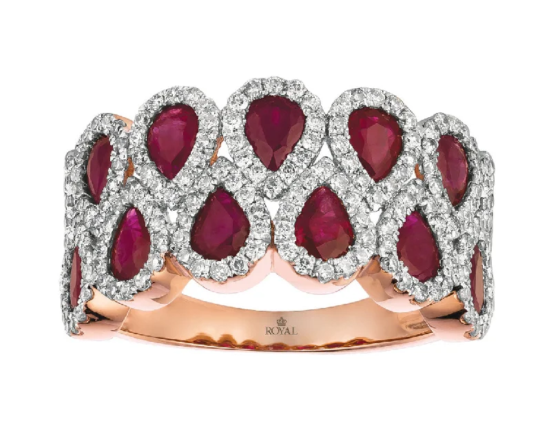 women’s engagement rings with sapphires and diamonds-Pear Shaped Ruby & Diamond Ring