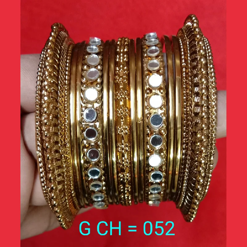 women’s fashion bangles-Shree Asha Bangles Gold Plated Pack Of 12 Bangles Set - G CH = 052