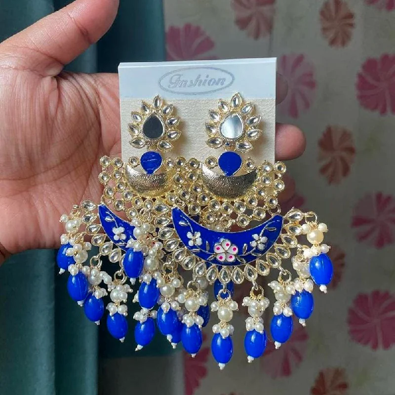 women’s drop diamond earrings-Manisha Jewellery Gold Plated  Meenakari Dangler Earrings