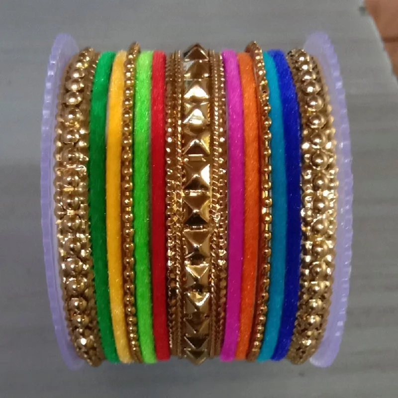 simple gold bracelets for women-Shree Asha Bangles 13 Pieces in single bangle and Pack Of 12 Multi Color bangles Set