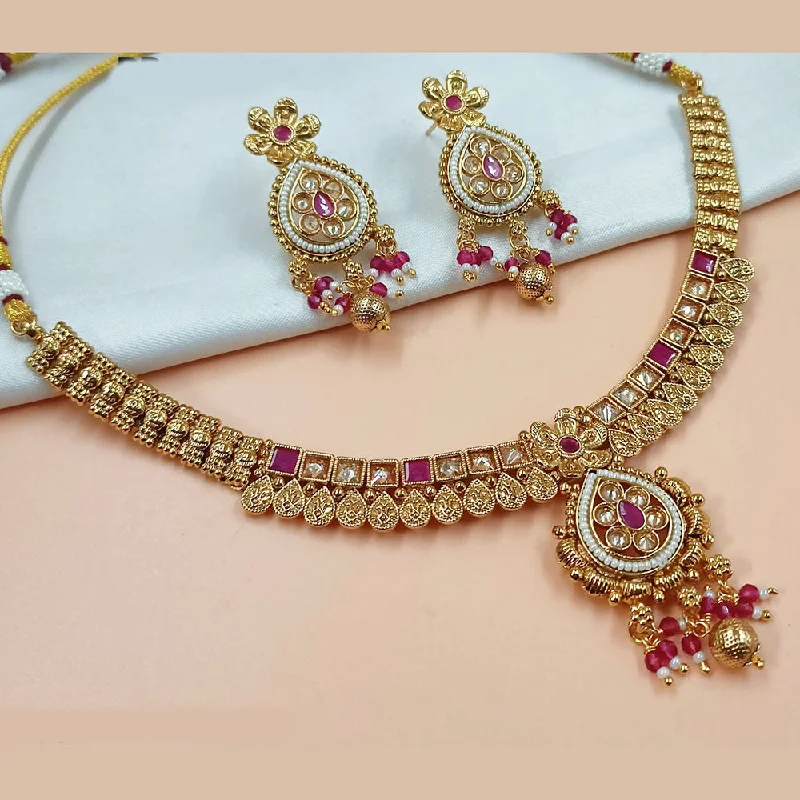 bold statement necklaces for women-Padmawati Bangles Gold Plated Crystal Stone And Pearls Necklace Set