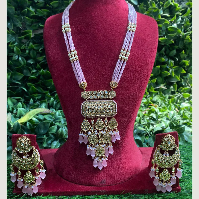 handmade necklaces for women-Amoliya Jewels Gold Plated Polki Kundan And Beads Necklace Set